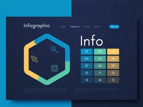 Vector graphics infographics with six options. Template for creating mobile Illustrazione stock