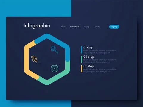 Vector graphics infographics with six options. Template for creating mobile Illustrazione stock