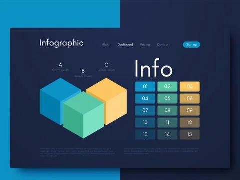 Vector graphics infographics with six options. Template for creating mobile Illustrazione stock
