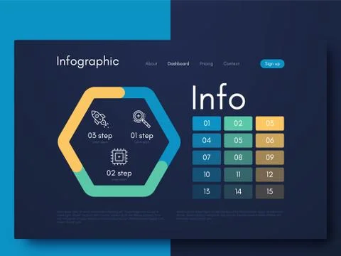 Vector graphics infographics with six options. Template for creating mobile Illustrazione stock
