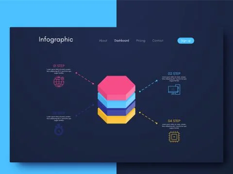 Vector graphics infographics with six options. Template for creating mobile a Illustrazione stock
