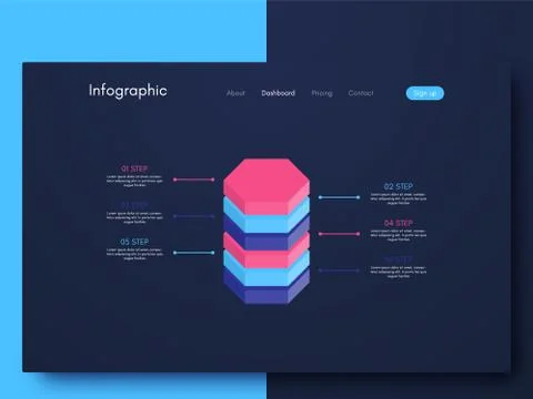 Vector graphics infographics with six options. Template for creating mobile Stock Illustration