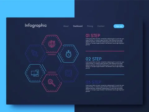 Vector graphics infographics with six options. Template for creating mobile a Stock Illustration