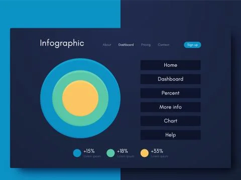 Vector graphics infographics with six options. Template for creating mobile a Illustrazione stock