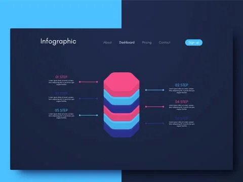 Vector graphics infographics with six options. Template for creating mobile a Stock Illustration