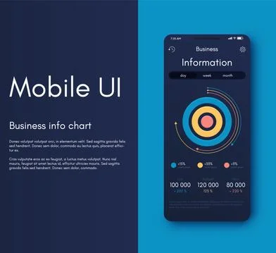 Vector graphics infographics with six options. Template for creating mobile Illustrazione stock