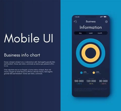 Vector graphics infographics with six options. Template for creating mobile a Illustrazione stock