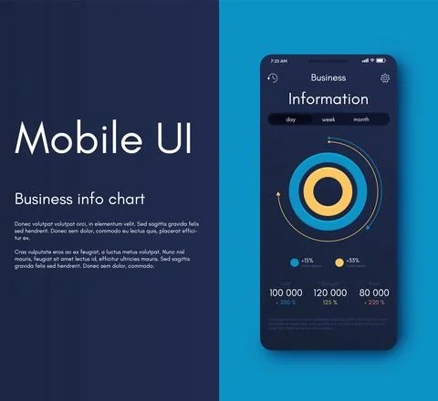 Vector graphics infographics with six options. Template for creating mobile a Illustrazione stock