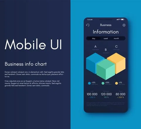 Vector graphics infographics with six options. Template for creating mobile Illustrazione stock