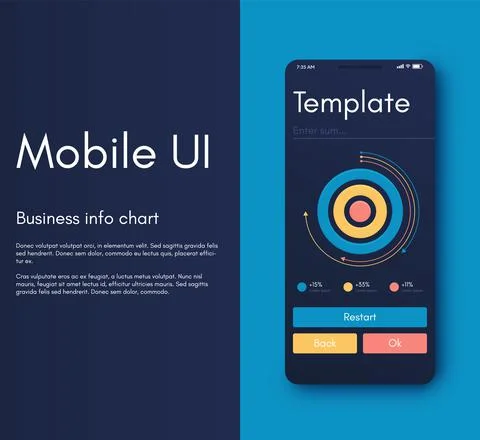 Vector graphics infographics with six options. Template for creating mobile a Stock Illustration