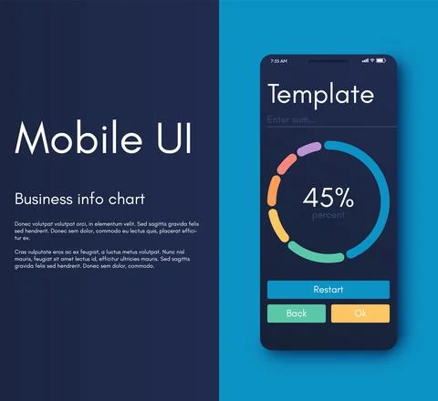 Vector graphics infographics with six options. Template for creating mobile Illustrazione stock