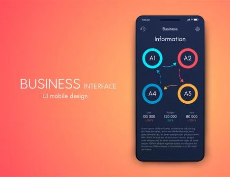 Vector graphics mobile infographics with four options. Template for creating Illustrazione stock