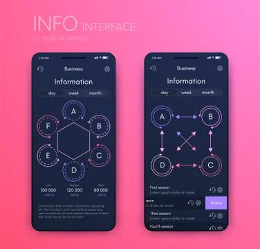 Vector graphics mobile infographics with four and six options. Template for イラスト素材