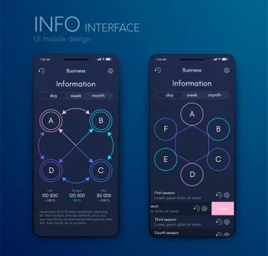 Vector graphics mobile infographics with four and six options. Template for イラスト素材
