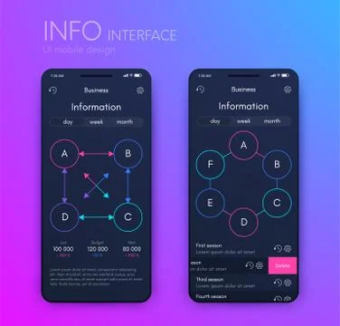 Vector graphics mobile infographics with four and six options. Template for Stock Illustration