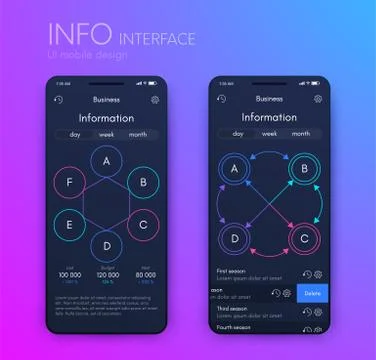 Vector graphics mobile infographics with four and six options. Template for Stock Illustration