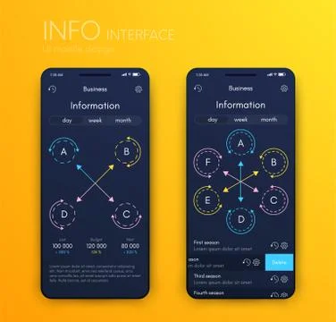 Vector graphics mobile infographics with four and six options. Template for 스톡 일러스트