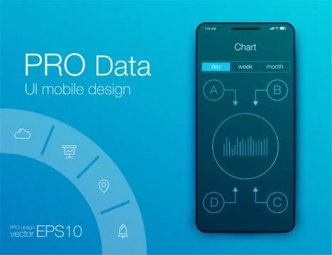 Vector graphics mobile infographics with four options. Template for creating Illustrazione stock