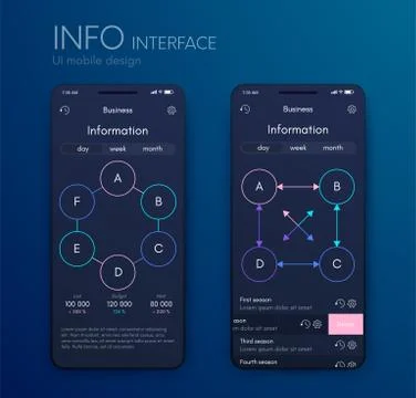 Vector graphics mobile infographics with four and six options. Template for Stock Illustration
