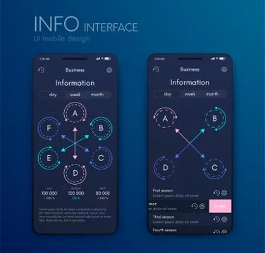 Vector graphics mobile infographics with four and six options. Template for Stock Illustration