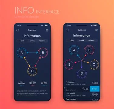 Vector graphics mobile infographics with three and five options. Template for Stockillustratie