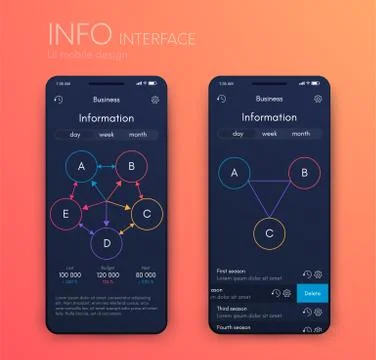 Vector graphics mobile infographics with three and five options. Template for イラスト素材