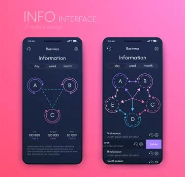 Vector graphics mobile infographics with three and five options. Template for Stockillustratie