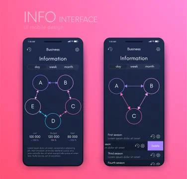 Vector graphics mobile infographics with three and five options. Template for Stockillustratie