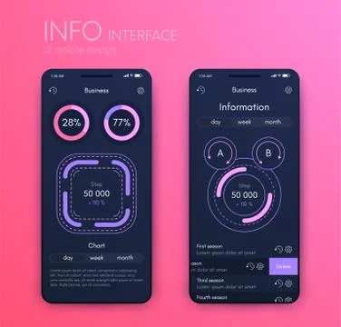 Vector graphics mobile infographics with three and two options. Template for Stockillustratie