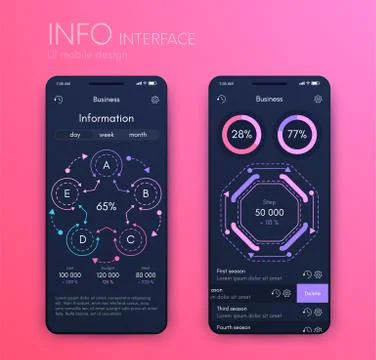 Vector graphics mobile infographics with three and five options. Template for Stockillustratie
