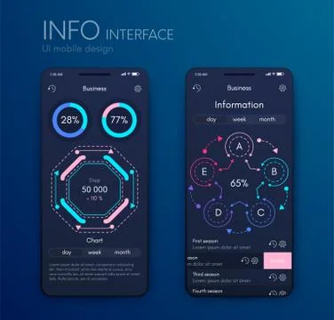 Vector graphics mobile infographics with three and five options. Template for イラスト素材