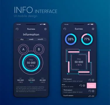 Vector graphics mobile infographics with three and two options. Template for Stock Illustration