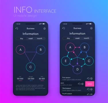 Vector graphics mobile infographics with three and five options. Template for Stockillustratie