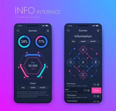 Vector graphics mobile infographics with three and four options. Template for Stock Illustration