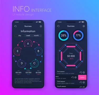 Vector graphics mobile infographics with three and five options. Template for Stockillustratie