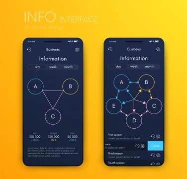 Vector graphics mobile infographics with three and five options. Template for Stockillustratie
