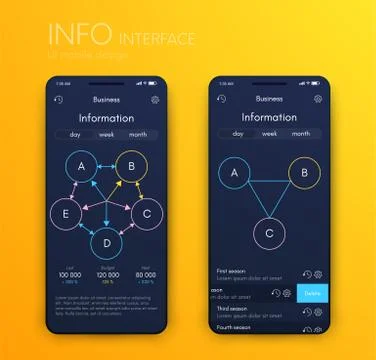Vector graphics mobile infographics with three and five options. Template for Stockillustratie