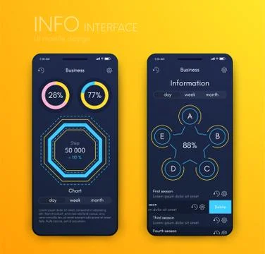 Vector graphics mobile infographics with three and five options. Template for Stockillustratie