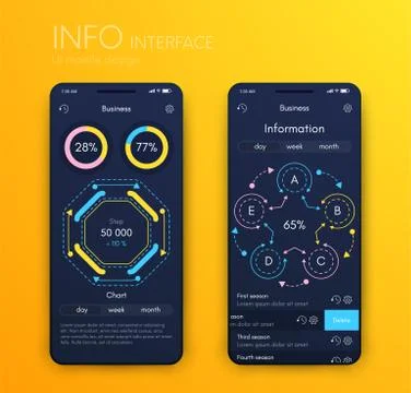 Vector graphics mobile infographics with three and five options. Template for Stockillustratie