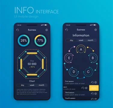 Vector graphics mobile infographics with three and five options. Template for Stockillustratie