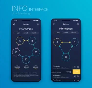 Vector graphics mobile infographics with three and five options. Template for Stockillustratie