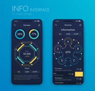 Vector graphics mobile infographics with three and five options. Template for Stockillustratie