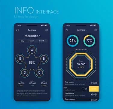 Vector graphics mobile infographics with three and five options. Template for Stockillustratie