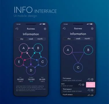 Vector graphics mobile infographics with three and five options. Template for Stockillustratie
