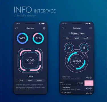 Vector graphics mobile infographics with three and two options. Template for イラスト素材
