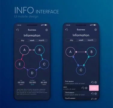Vector graphics mobile infographics with three and five options. Template for Stockillustratie