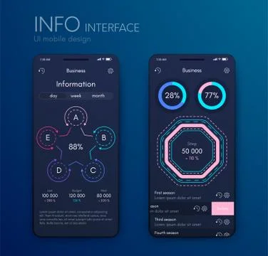 Vector graphics mobile infographics with three and five options. Template for Stockillustratie