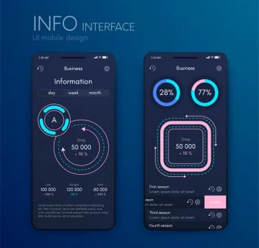 Vector graphics mobile infographics with three and one options. Template for Stock Illustration