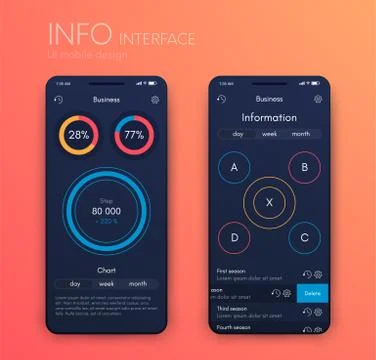 Vector graphics mobile infographics with two and four options. Template for Stock Illustration