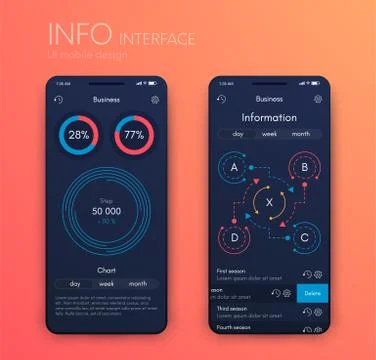 Vector graphics mobile infographics with two and four options. Template for 스톡 일러스트